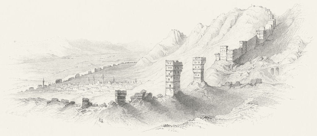 TURKEY. Antioch. Gibbon Detail of walls-Bartlett 1850 old antique print